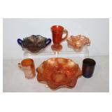 #219 Stork cup, grape dish, etc. Carnival Glass
