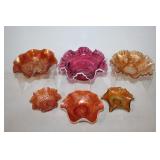 #254 Carnival Glass incl. fruit & scaled flared bowl