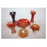 #239 Carnival Glass ruffled flower vase