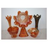 #251 Carnival Glass incl. ribbed fluted vase
