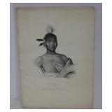 #538 1828 Native American indian engraving litho poster