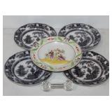 #524 Assorted Staffordshire plates, glass, et