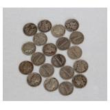 #491 Lot of 20 Silver Mercury dimes