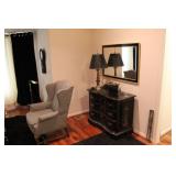Wing Back Chair,Black Laquer chest