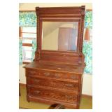 Oak dresser w/ Eastlake style mirror