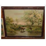 Cow scene framed