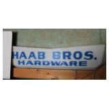 Haab Bros. Hardware plastic sign