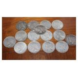 (15) Peace silver dollars