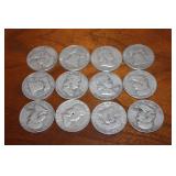 (12) Franklin Silver half dollars
