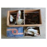 Antique ice skates incl. one pair w/ box