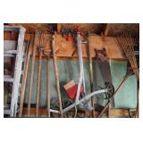 Misc. yard tools incl. shovels, rakes,
