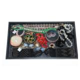 #12 Coral and jade necklace, etc.