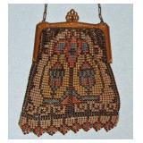 #39 Whiting Davis Mesh purse- orange detail