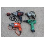 4 Corded drills incl. Hitachi
