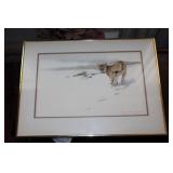 Cougar in snow lithograph