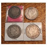 (4) 1900 Morgan silver dollar coin O S