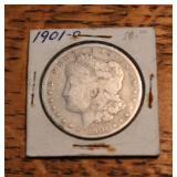 1901 Morgan O silver dollar coin