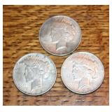 (3) 1923 Peace Silver Dollars