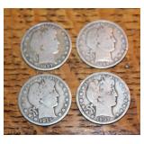 (4) Barber half dollars incl. 1897, 1897