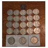 (24) Franklin Halves Silver Coins