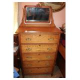 Oak Highboy w/ Mirror