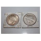 (2) 1923 Morgan silver dollars