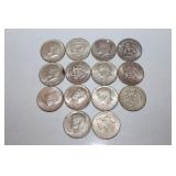 14 Kennedy silver half dollars