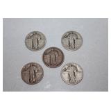 5 standing liberty silver quarters