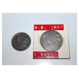1851 and 1901 US pennies 