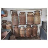 Antique milk can rack