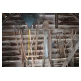 Yard tools incl. rakes shovels, etc.