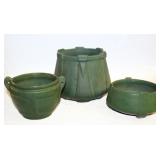 #830 Roseville Matte Green 6" Jardinier, Pot 3.75H, and Bowl