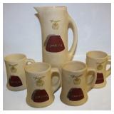 #837 Roseville Creamware Tankard Mugs Crazing Set of 5