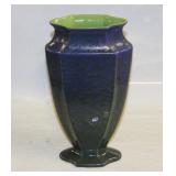 #861 Cowan Blue Vase Green Inside 10”H. No Mark.