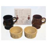 #902 Lot of 5 Convention. (2 Cups, 2 Bowls, 1 Tile)