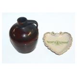 #904 Arthur Wagner Ash Tray. Zanesville. And Roycroft Jug