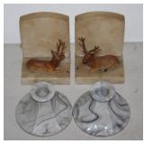 Candlestick holders and buck bookends