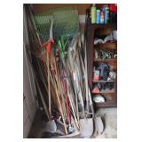 misc. yard tools incl. rakes, shovels