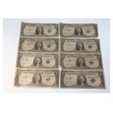 (8) One Dollar Silver Certificate bills