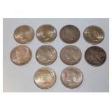 (10) Peace silver dollars