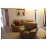 Leather Couch and 2 chairs