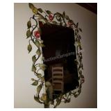 Beautiful Roses on Vine Metal Art Wall Mirror