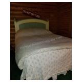 Queen Bed Frame w/ Wood Painted Country Headboard