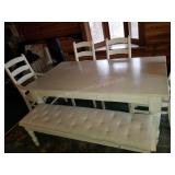 Country Dining Room Table with Chairs & Bench