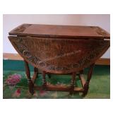 Beautiful Drop Leaf Table with Carved Accents