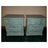 Pair of Sage Contemporary Antiqued End Tables