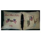 Patriotic Hand Made Embroidered Throw Pillows