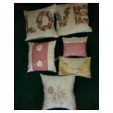 Group of 6 Hand Made Throw Pillows