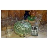 Cake Plate, Crystal, Glassware & Placemat Group Cake Plate, Crystal, Glassware & Placemat Group