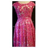 Yoana Baraschi Hot Pink & Beige Lace Cocktail Yoana Baraschi Hot Pink & Beige Lace Cocktail